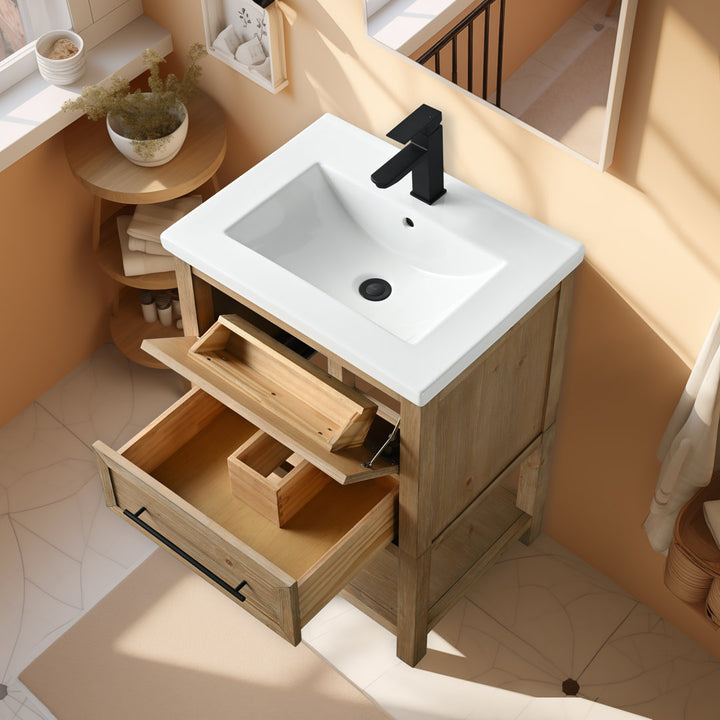 Bickley 24" Single Bathroom Vanity with Ceramic Top Beachcrest Home™ Base Finish: Fir Essence