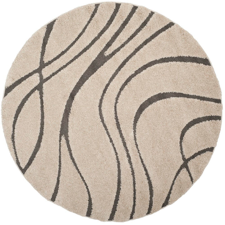 Ashal Abstract Cream/Gray Area Rug Wade Logan® Rug Size: Round 9'
