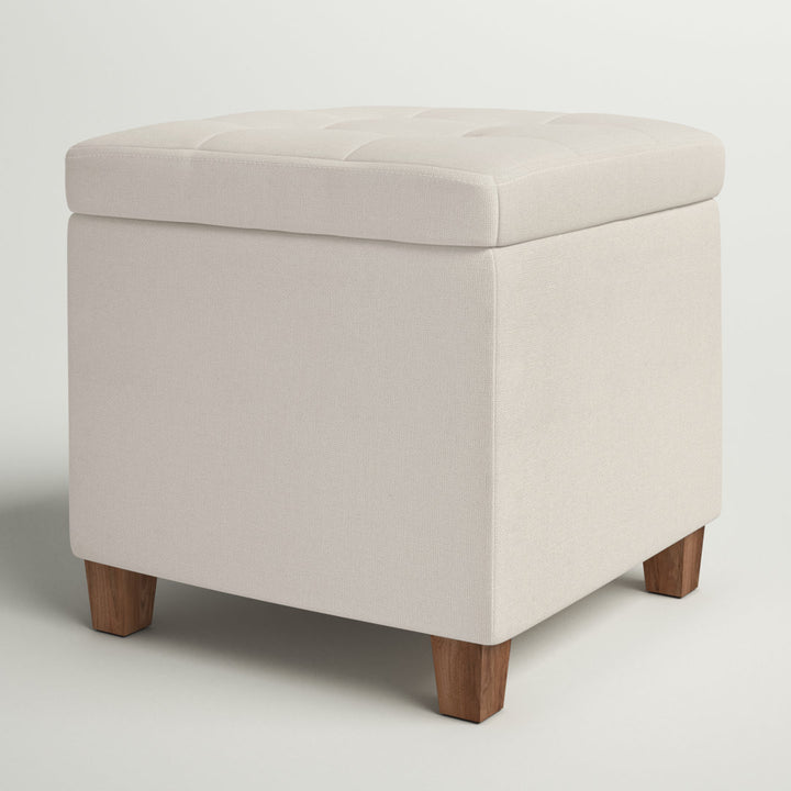 Ana 17.5" Wide Tufted Square Storage Ottoman Andover Mills™ Body Fabric: Cream