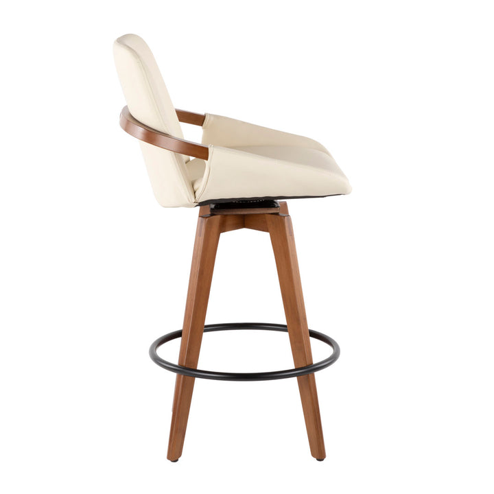 Whitacre Swivel Stool Wade Logan® Seat Height: Counter Stool (26" Seat Height), Upholstery: Cream Faux Leather