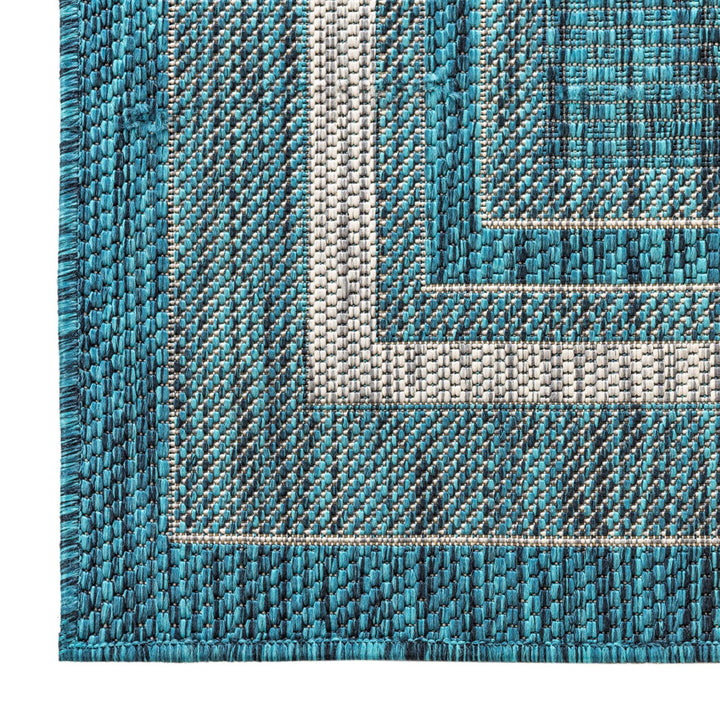 Sevil Teal/Beige/Gray Indoor / Outdoor Rug Breakwater Bay Rug Size: Square 5'