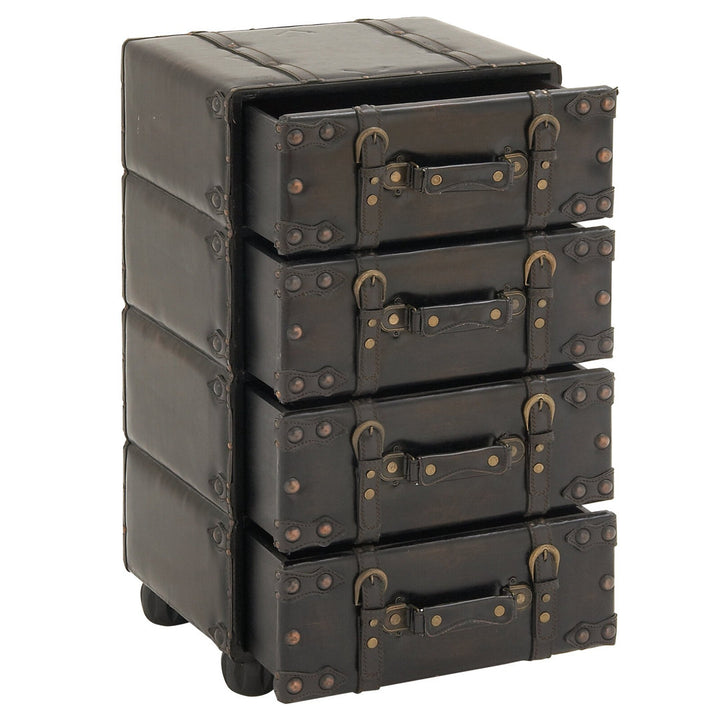 Urbana 4-Drawer Accent Chest with Buckle Straps & Gold Stud Accents Steelside™