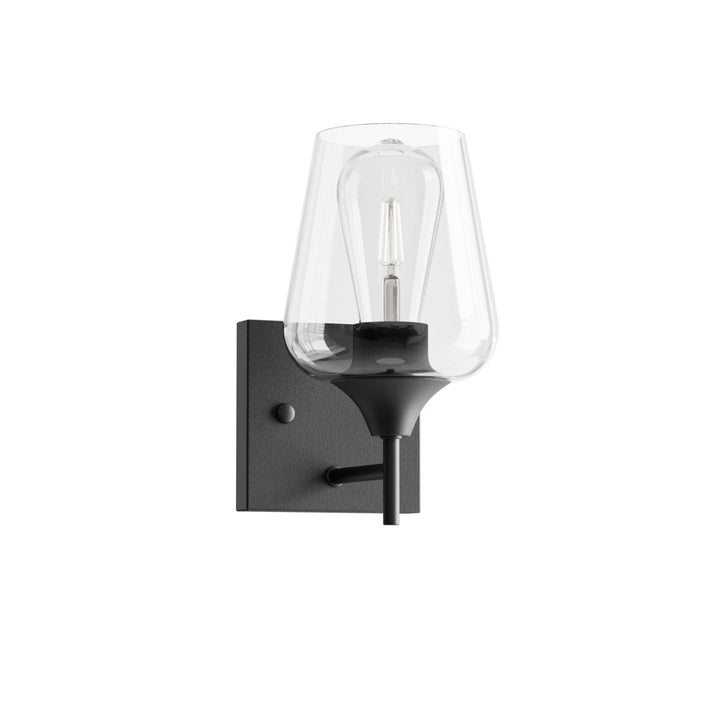 Herriman 1 - Light Dimmable Armed Sconce Ebern Designs Shade Color: Clear Finish: Matte Black