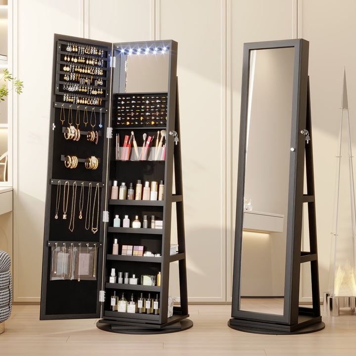 Chrisney 21.6'' Wide Jewelry Armoire with Mirror Loon Peak® Color: Black