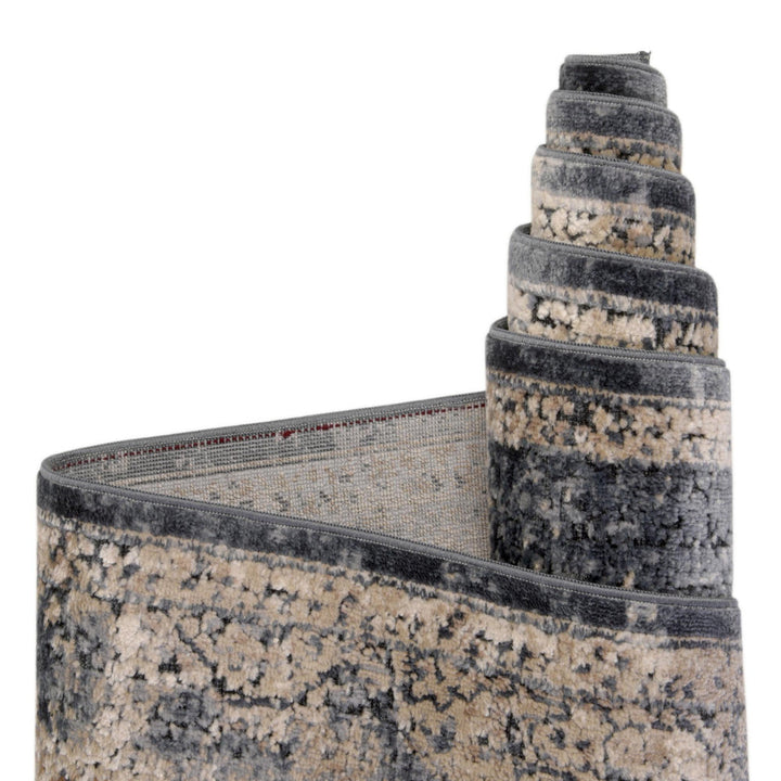 Arloa Oriental Beige/Navy Blue Area Rug Lark Manor™ Rug Size: Round 7'