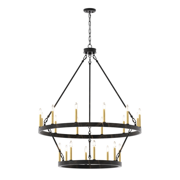 Avalee 20 - Light Steel Dimmable Wagon Wheel Chandelier Lark Manor™ Finish: Aged Zinc/Muted Brass