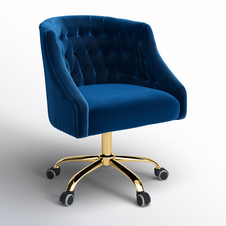 Louise 35.5'' H Velvet Hand-Curated Task Chair with Button Tufted Kelly Clarkson Home Upholstery Color: Navy Velvet