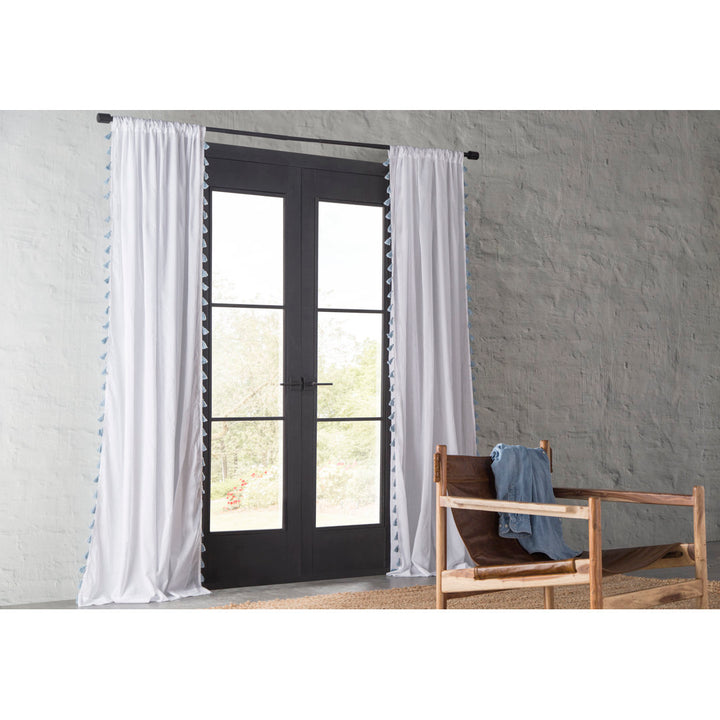 Brackett 100% Cotton Solid Semi-Sheer Rod Pocket Single Curtain Panel Dakota Fields Curtain Color: Blue