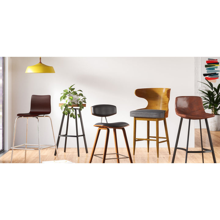 Kayenta 29" Bar Stool (Set of 2) 17 Stories Finish: Black, Upholstery: Snake Skin Brown