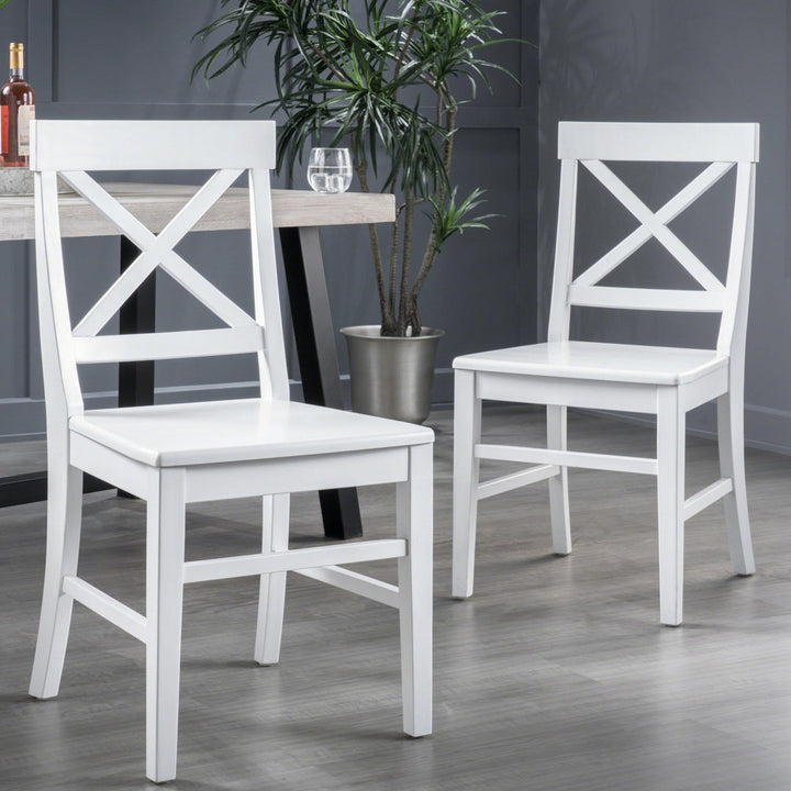Hitz Solid Wood Cross Back Side Chair (Set of 2) Charlton Home® Color: White