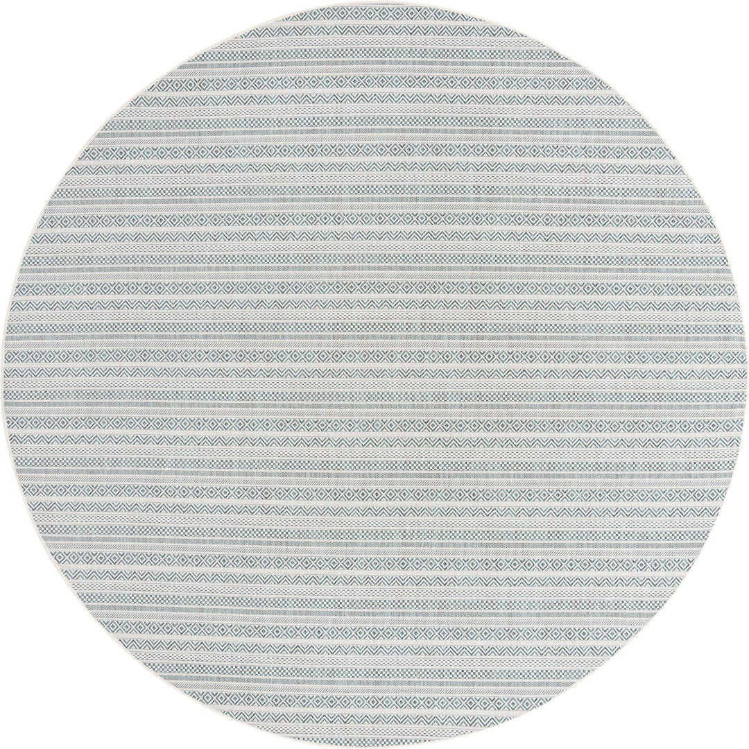 Hewitt Striped Teal Indoor / Outdoor Area Rug Steelside™ Rug Size: Round 10'