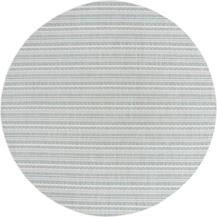 Hewitt Striped Teal Indoor / Outdoor Area Rug Steelside™ Rug Size: Round 10'