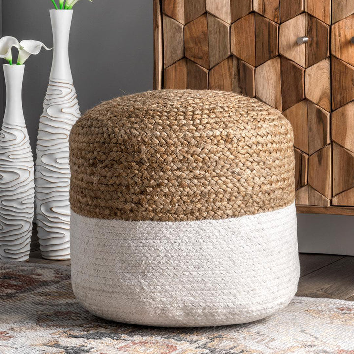 Otis 18'' Wide Round Pouf Ottoman Sand & Stable™