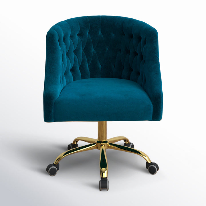 Louise 35.5'' H Velvet Hand-Curated Task Chair with Button Tufted Kelly Clarkson Home Upholstery Color: Teal Velvet