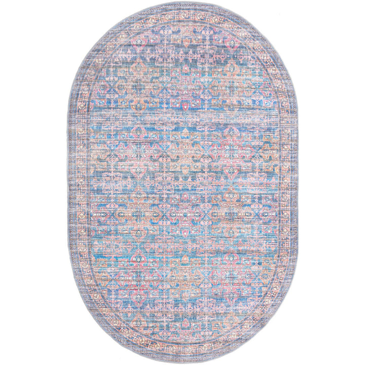 Hadsell Machine Made Power Loom Antique Blue Area Rug Langley Street® Rug Size: Oval 5'3" x 8'