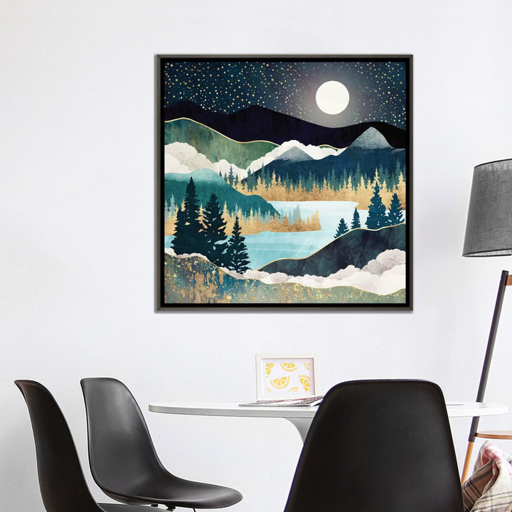 Star Lake' by SpaceFrog Designs - Print East Urban Home Size: 37" H x 37" W x 1.5" D Format: Dark Rustic Wood Framed Canvas