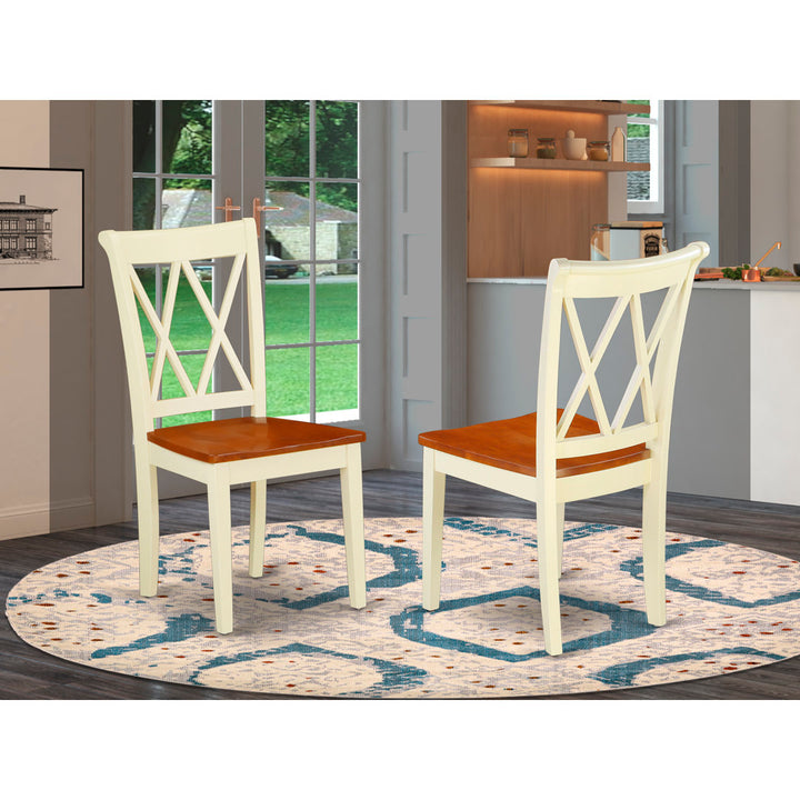 Letitia Solid Wood Double X-Back Side Chair (Set of 2) Lark Manor™ Color: Buttermilk/Cherry
