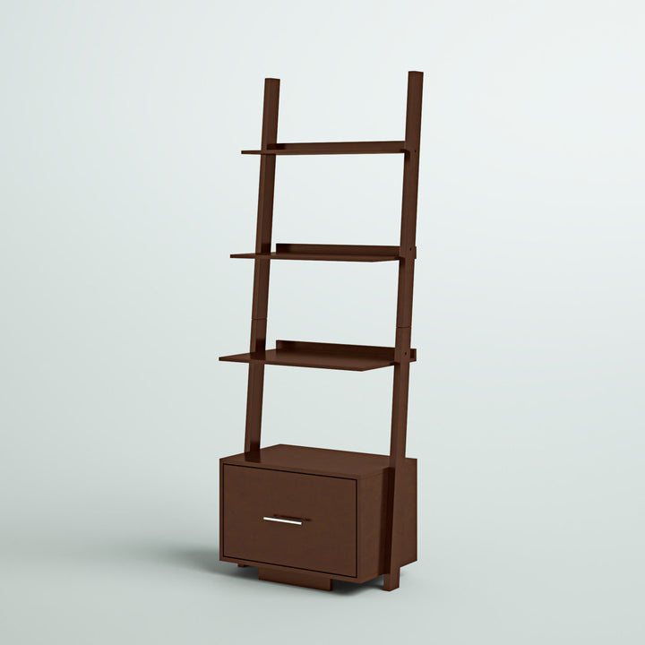 69'' H x 24.75'' W Solid Wood Ladder Bookcase Ebern Designs Color: Espresso