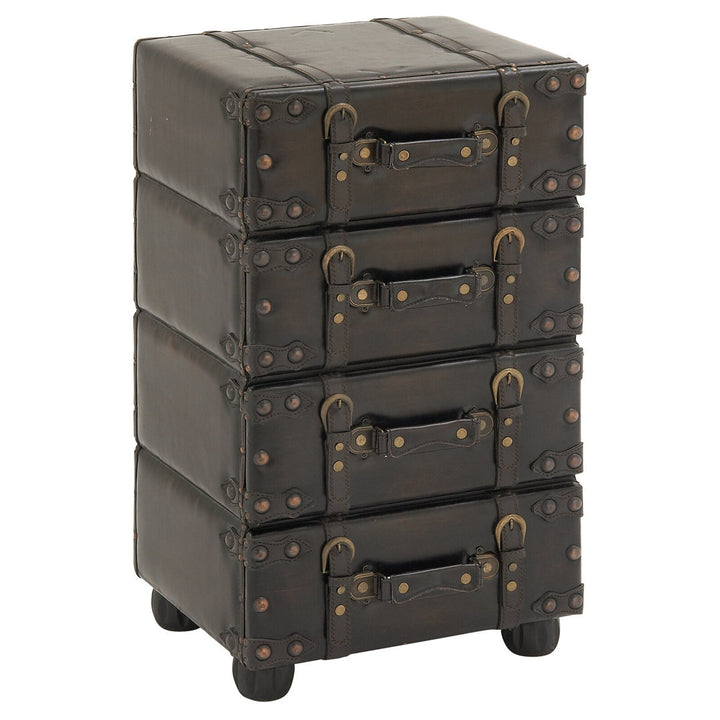 Urbana 4-Drawer Accent Chest with Buckle Straps & Gold Stud Accents Steelside™