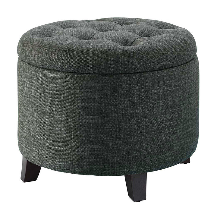 Avers 19.75" Wide Tufted Round Storage Ottoman Andover Mills™ Fabric: Dark Charcoal Gray Fabric