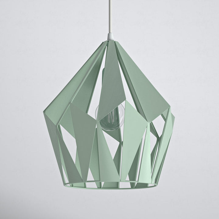 Hendry 1 - Light Single Geometric Pendant AllModern Size: 88.39" H x 12" W x 12" D Finish: Pastel Light Green