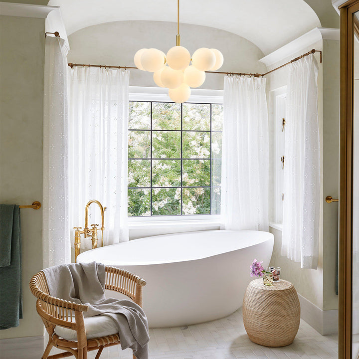Delacroy 13 - Light Shaded Tiered Chandelier Everly Quinn Shade Pattern: Frosted, Finish: Brass