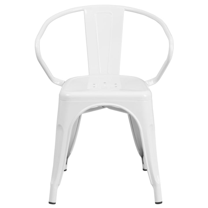 Hucheson Metal Indoor-Outdoor Chair with Arms Flash Furniture Seat Finish: White