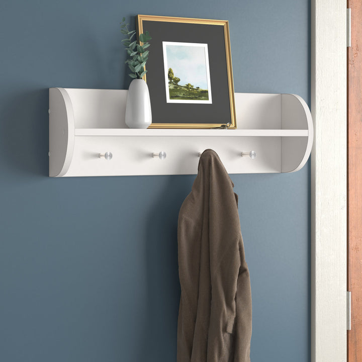 Kissena 4 - Hook Wall Mounted Coat Rack in White Andover Mills™