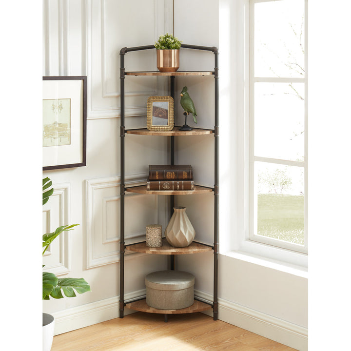 Kenley Steel Corner Bookcase Steelside™ Size: (5 Tier) 63.75" H x 22.75" W x 15.25" D