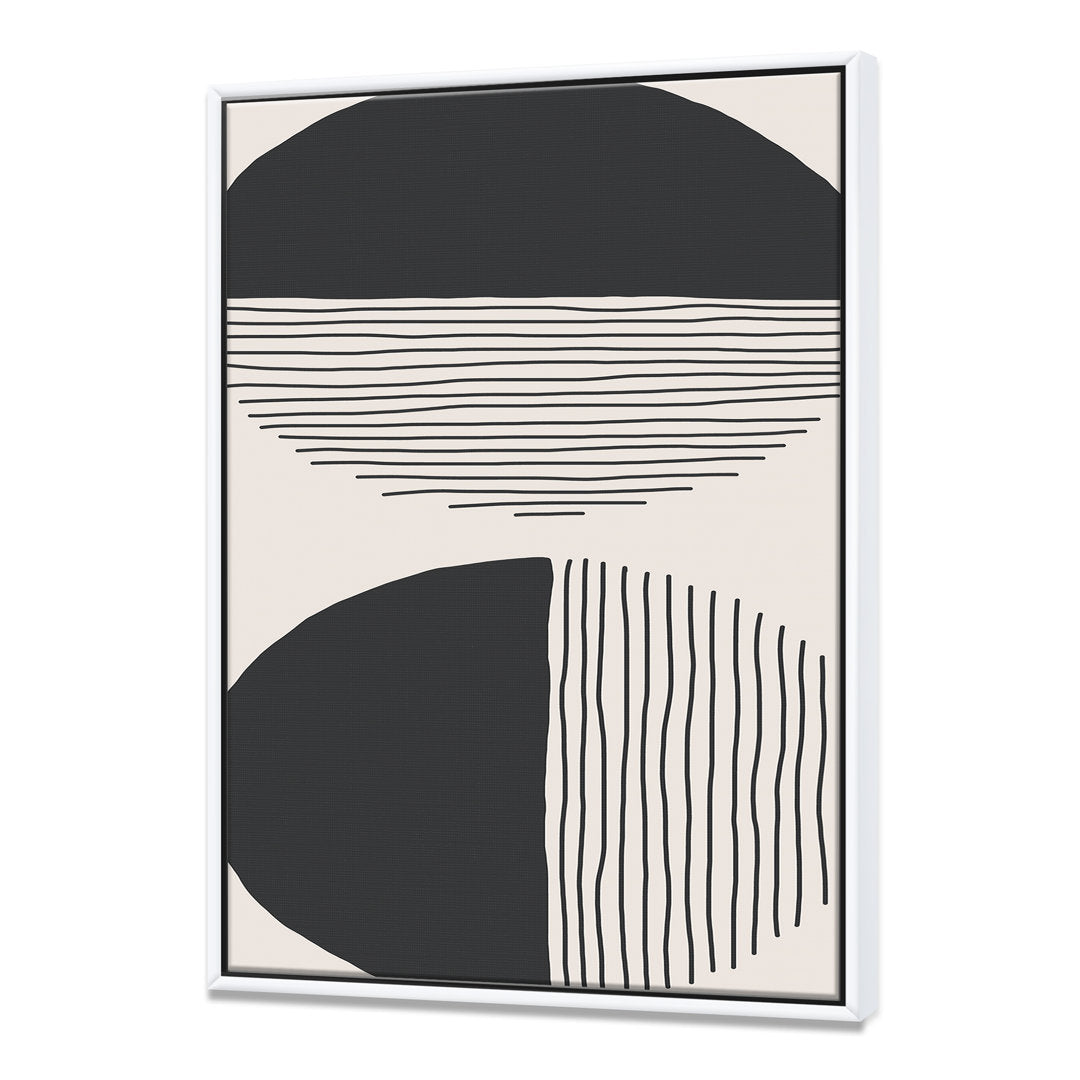 Minimal Geometric Lines and Circle IV - Floater Frame Print on Canvas East Urban Home Size: 40'' H x 30'' W x 1.5'' D Format: White Framed Canvas