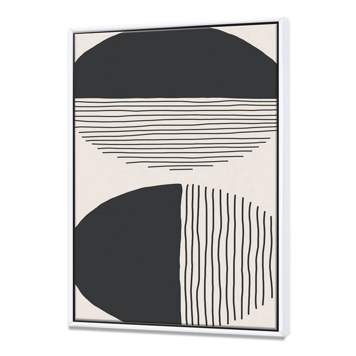 Minimal Geometric Lines and Circle IV - Floater Frame Print on Canvas East Urban Home Size: 40'' H x 30'' W x 1.5'' D Format: White Framed Canvas
