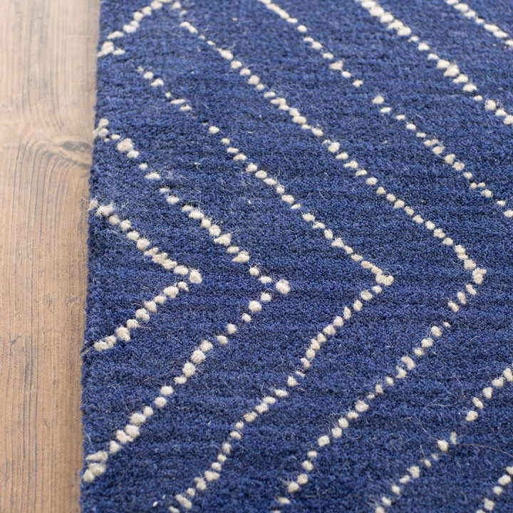 Utsey Geometric Handmade Tufted Wool Navy Area Rug Mercury Row® Rug Size: Runner 2'6" x 8'