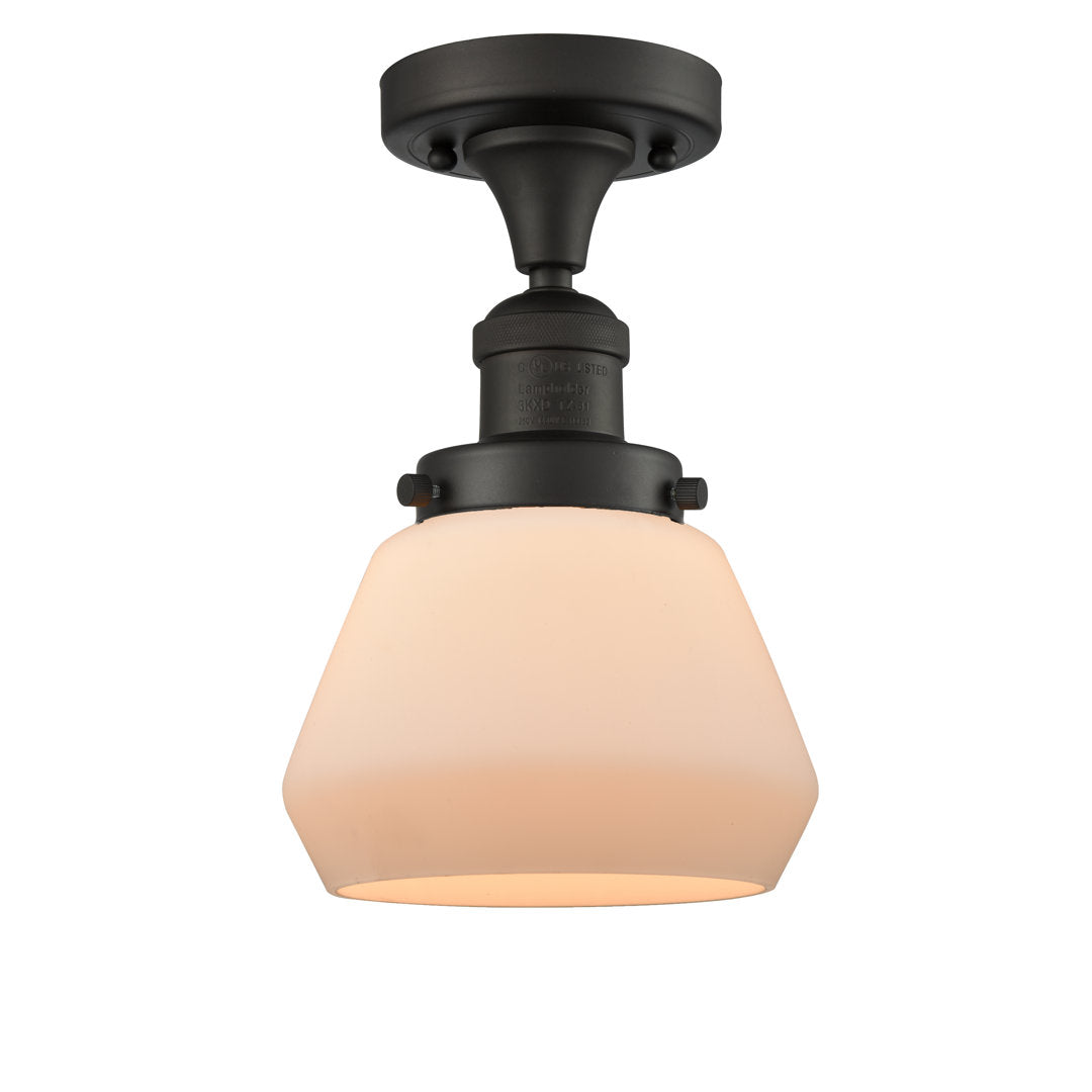 Chill 1 - Light 7" Simple Bell Semi Flush Mount Wade Logan® Shade Color: Matte White Cased Fixture Finish: Oil Rubbed Bronze
