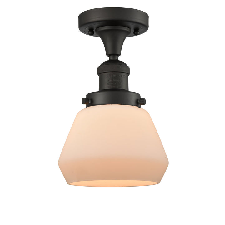Chill 1 - Light 7" Simple Bell Semi Flush Mount Wade Logan® Shade Color: Matte White Cased Fixture Finish: Oil Rubbed Bronze