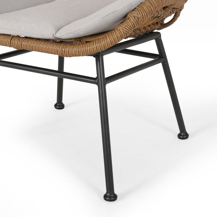 Frazer Patio Chair with Cushions (Set of 2) Mistana™ Frame Color: Light Brown Frame, Cushion Color: Beige