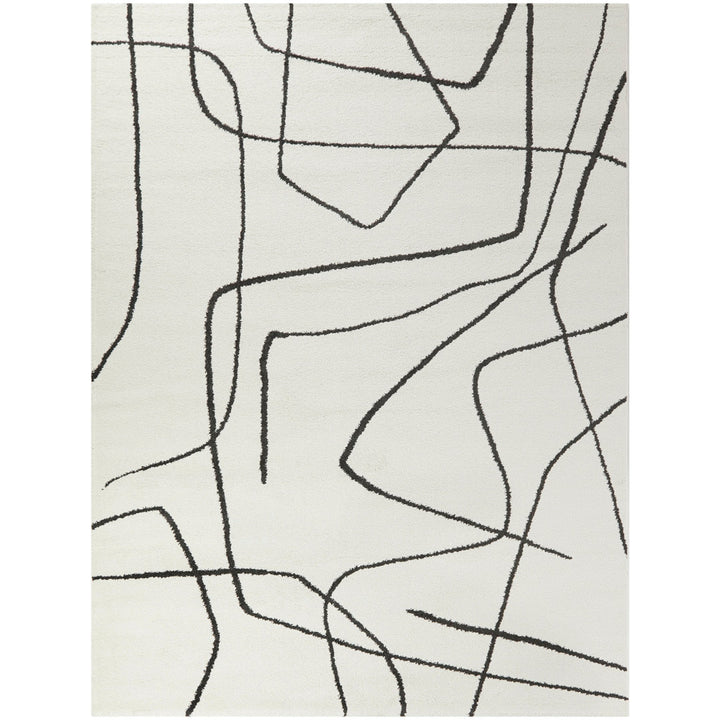Goodrow Abstract Charcoal/White Area Rug Mercury Row® Rug Size: Rectangle 6'7" x 9'