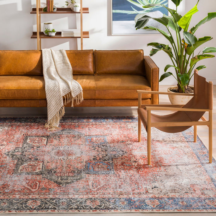 Mya Machine Washable Oriental Brick Red/Light Gray Area Rug World Menagerie Rug Size: Rectangle 8'10" x 12'