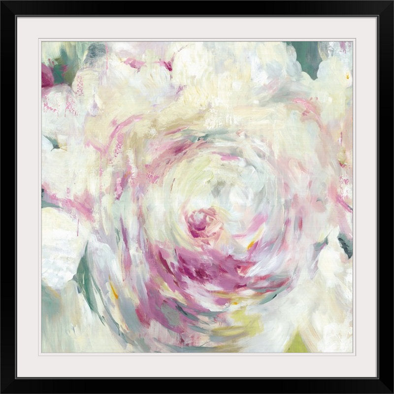 Shabby Peony I' - Print House of Hampton® Size: 24" H x 24" W x 1" D Format: Black Frame