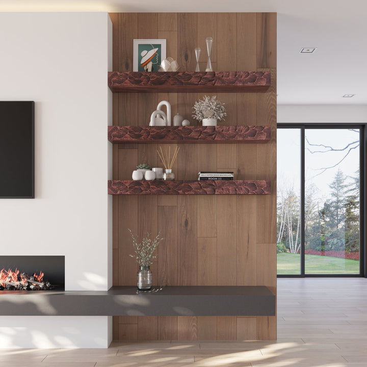 Rough Hewn Fireplace Shelf Mantel Dogberry Collections Depth: 6.25", Finish: Mahogany, Shelf Length: 36"
