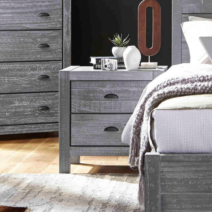 Montauk 2 Drawer Nightstand Grain Wood Furniture Color: Rustic Gray