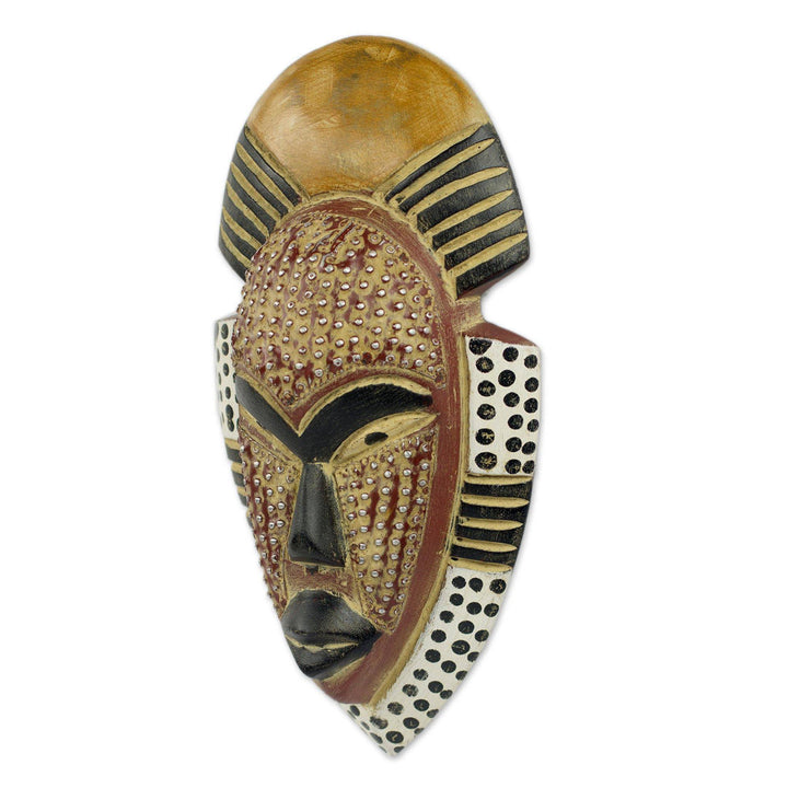 Happiness Hand Carved West African Sese Wood Wall Decor Mask World Menagerie