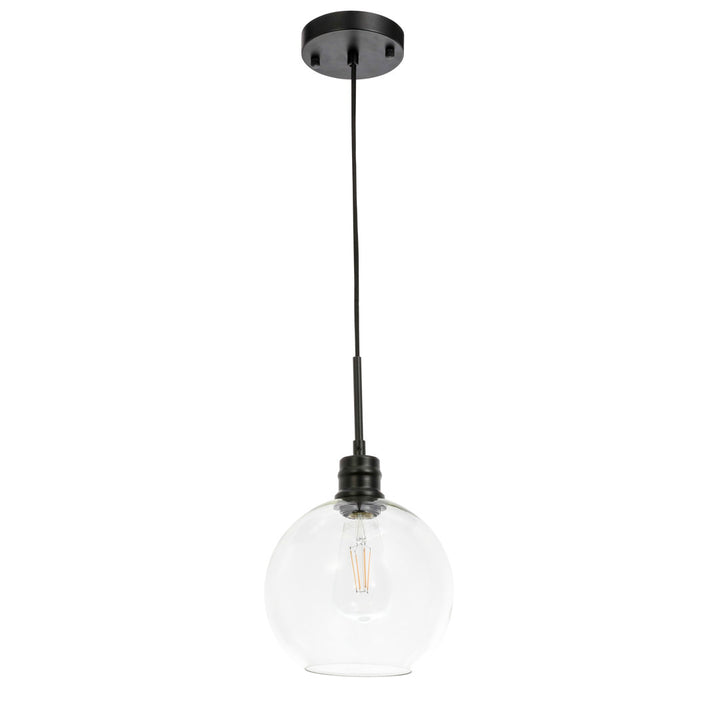 Hammel 1 - Light Single Globe Pendant Wade Logan® Size: 14.8" H x 12.5" W x 12.5" D Finish: Black