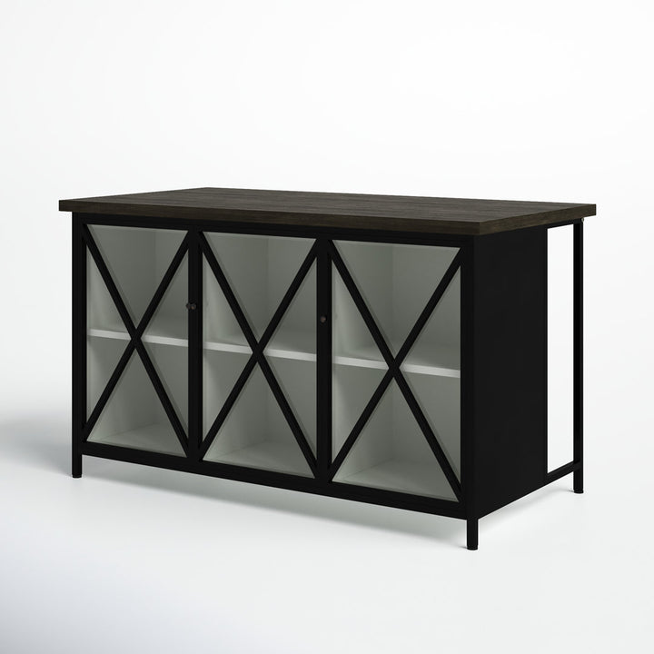 Bede 62" Iron Kitchen Island with Solid Wood Top Birch Lane™