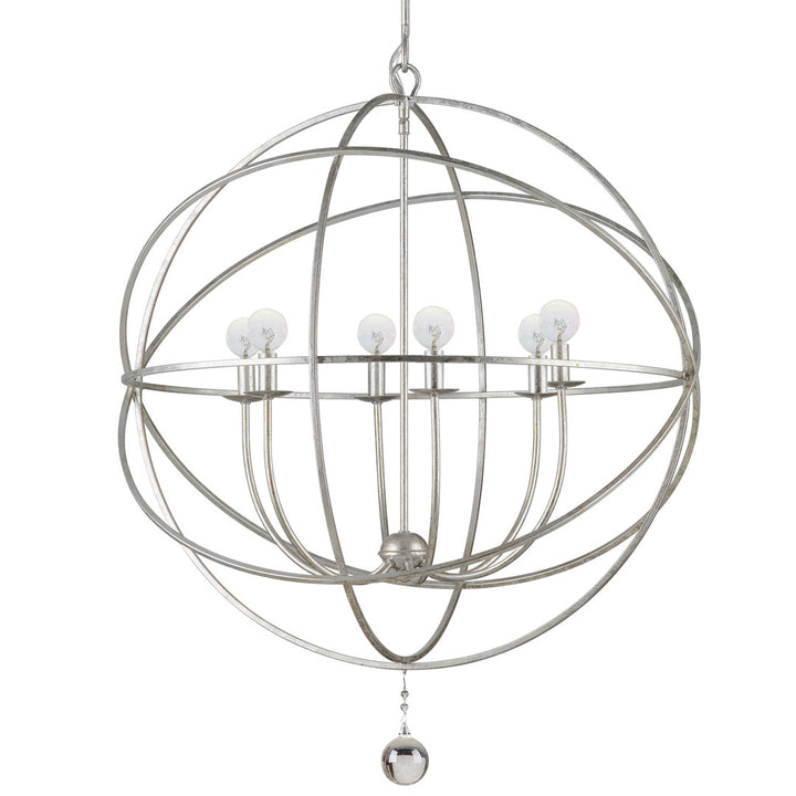 Jayden 6 - Light Statement Globe Chandelier with Hand Blown Glass Accents Greyleigh™ Size: 123.5" H x 28.5" W x 28.5" D Finish: Olde Silver