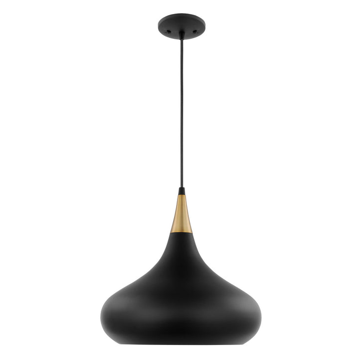 Braylon 1 - Light Single Teardrop Pendant Mercury Row® Size: 14" H x 14" W x 14" D Finish: Matte Black/Burnished Brass