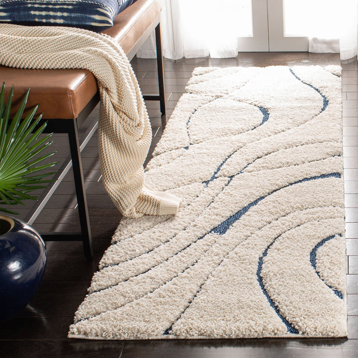 Ashal Abstract Cream/Blue Area Rug Wade Logan® Rug Size: Runner 2'3" x 11'