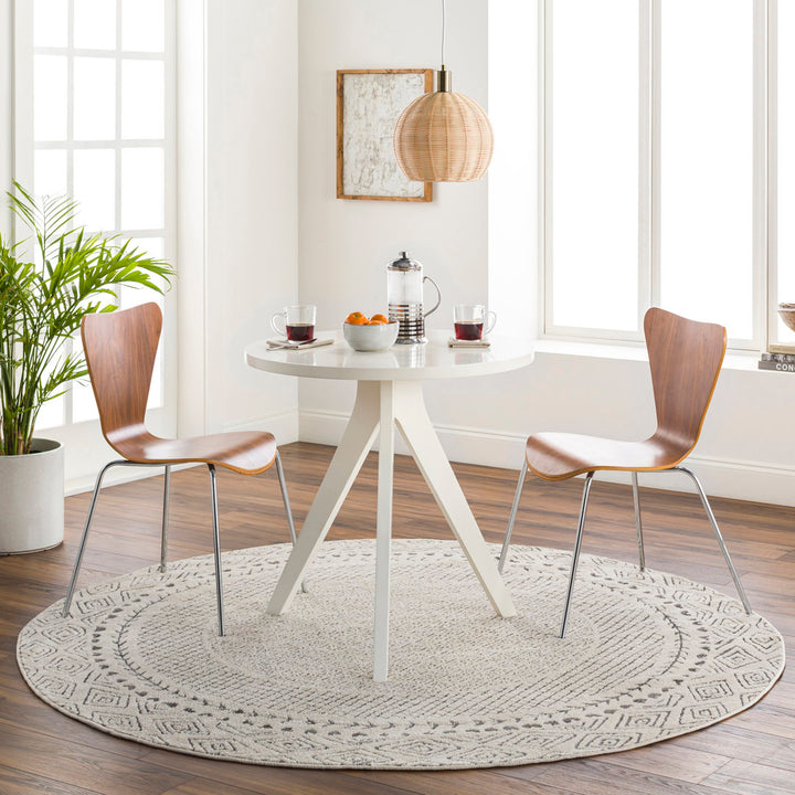 Calvo Light Beige/Charcoal Area Rug Wade Logan® Rug Size: Round 5'3"
