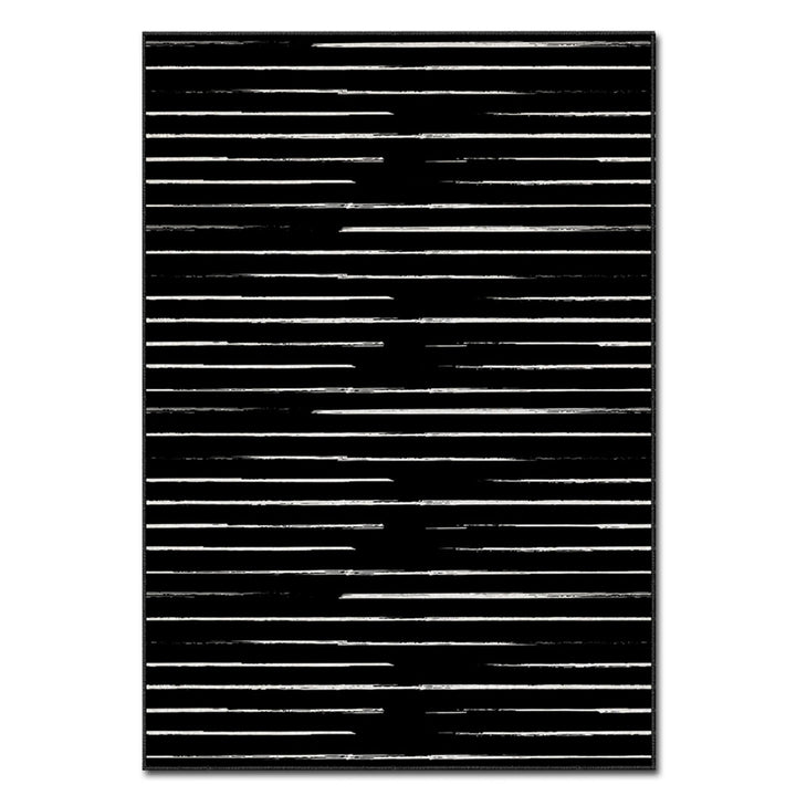 Rectangle Elwood Striped Machine Made Power Loom Polyester Area Rug in Black/White East Urban Home Rug Size: Rectangle 2'7" x 4'7"