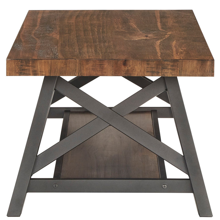 Isakson Trestle Coffee Table with Storage Laurel Foundry Modern Farmhouse® Table Top Color: Brown