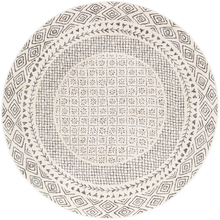 Calvo Light Beige/Charcoal Area Rug Wade Logan® Rug Size: Round 5'3"